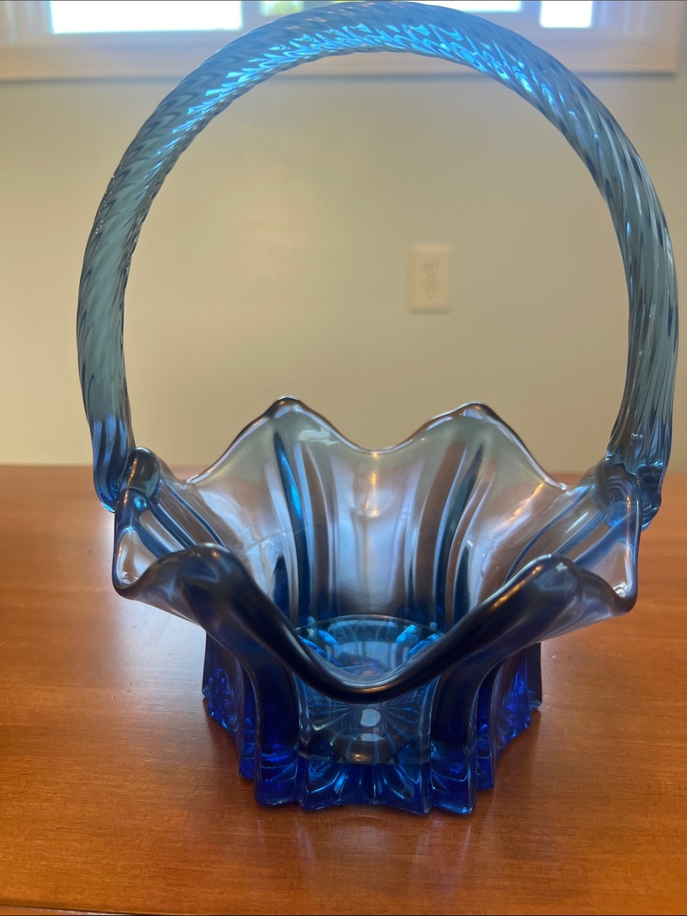 Vintage Blue Glass Basket